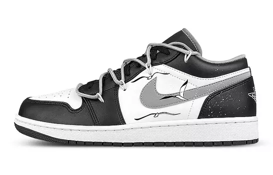 Кроссовки Air JORDAN 1 Vintage Basketball Shoes Unisex Low-Top Black White Gray