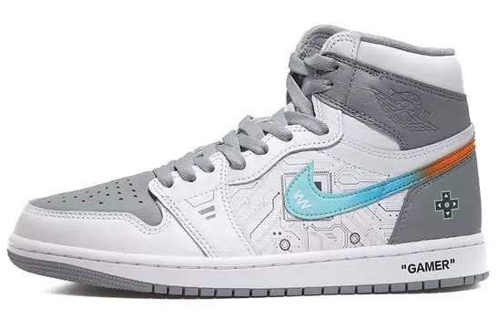 Кроссовки Air JORDAN 1 Vintage Basketball Shoes Unisex High-Top White Gray