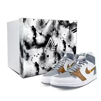 Кроссовки Air JORDAN 1 Vintage Basketball Shoes Unisex High-Top White Gray/Brown