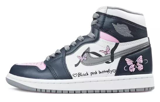 Кроссовки Air JORDAN 1 Vintage Basketball Shoes Unisex High-Top Black White Pink