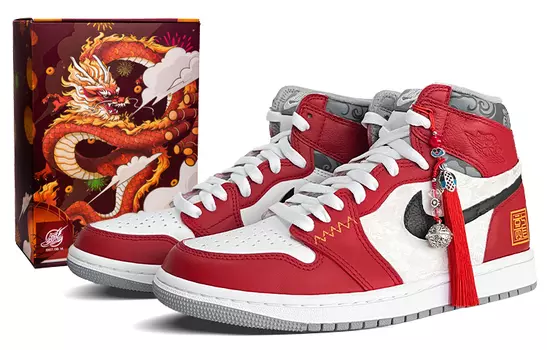 Кроссовки Air Jordan 1 Vintage Basketball Shoes Unisex High-Top White/Red