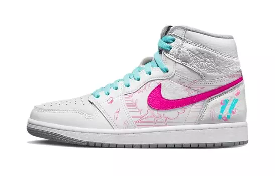 Кроссовки Air JORDAN 1 Vintage Basketball Shoes Unisex High-Top White Blue/Pink