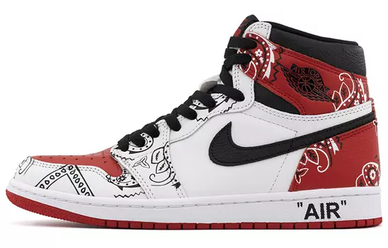 Кроссовки Air Jordan 1 Vintage Basketball Shoes Unisex High-Top White/Red
