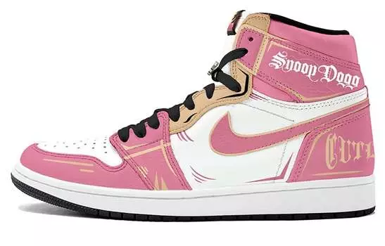 Кроссовки Air Jordan 1 Vintage Basketball Shoes Unisex High-Top Pink/Gold/White
