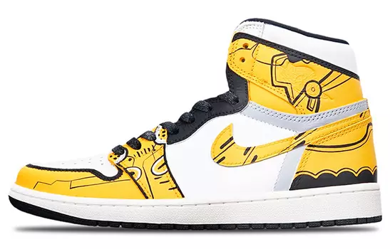 Кроссовки Air JORDAN 1 Vintage Basketball Shoes Unisex High-Top Yellow White