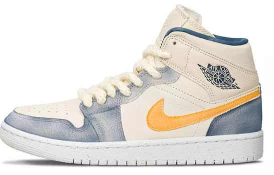 Кроссовки Air JORDAN 1 Vintage Basketball Shoes Unisex High-Top White Blue/Orange