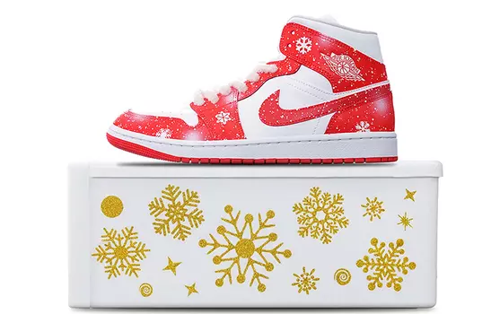 Кроссовки Air JORDAN 1 Vintage Basketball Shoes Women's Mid-Top Red White