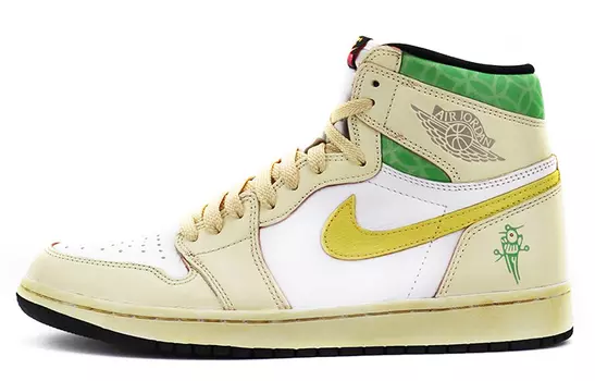 Кроссовки Air Jordan 1 Vintage Basketball Shoes Unisex High-Top Yellow/Green
