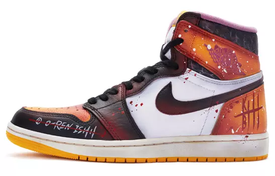 Кроссовки Air JORDAN 1 Vintage Basketball Shoes Unisex High-Top Black White Yellow