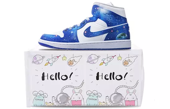 Кроссовки Air JORDAN 1 Vintage Basketball Shoes Unisex High-Top White Blue