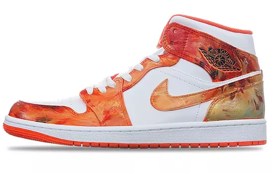 Кроссовки Air Jordan 1 Vintage Basketball Shoes Unisex Mid-Top Gold/Orange/White