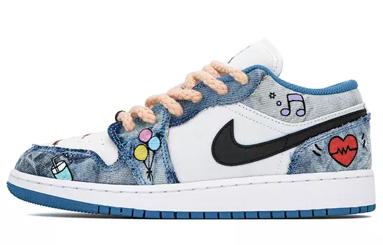 Кроссовки Air JORDAN 1 Vintage Basketball Shoes Unisex Low-Top White Blue