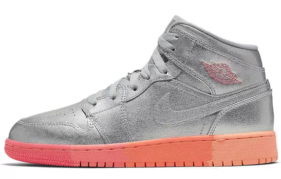Кроссовки Jordan 1 Mid GS Metallic Silver Pink Crimson