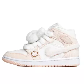 Кроссовки Air JORDAN 1 Vintage Basketball Shoes Women's Mid-Top Pink/Beige White