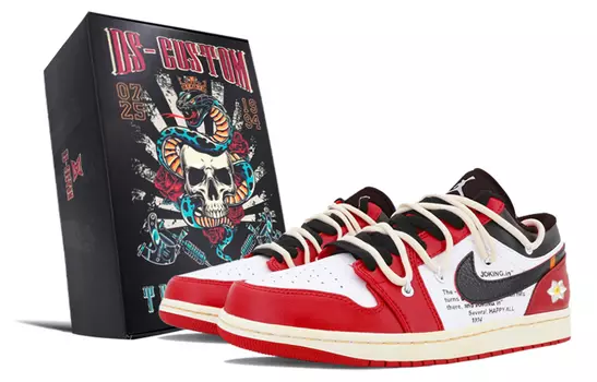Кроссовки Air JORDAN 1 Vintage Basketball Shoes Women's Low-Top Red Black