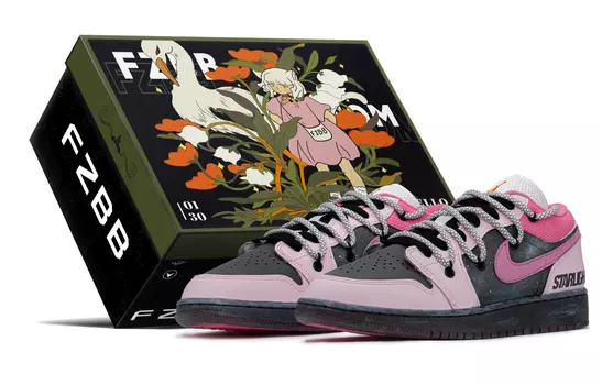 Кроссовки Air JORDAN 1 Vintage Basketball Shoes Women's Low-Top Pink Black
