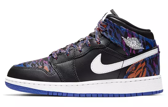 Кроссовки Jordan 1 Mid Multi-Color Tiger Stripe GS
