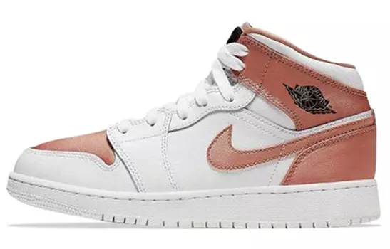 Кроссовки Jordan 1 Mid White Rose Gold GS