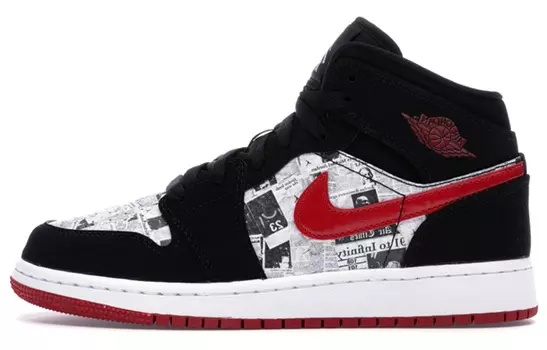 Кроссовки Jordan 1 Mid Newspaper Air Times GS