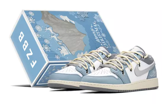 Кроссовки Air JORDAN 1 Vintage Basketball Shoes Women's Low-Top Ice Grey Blue