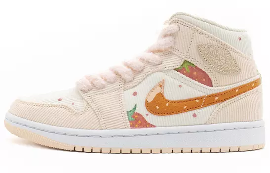 Кроссовки Air JORDAN 1 Vintage Basketball Shoes Women's Mid-Top Beige Pink