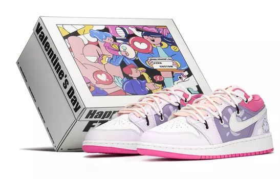 Кроссовки Air JORDAN 1 Vintage Basketball Shoes Women's Low-Top Pink Purple
