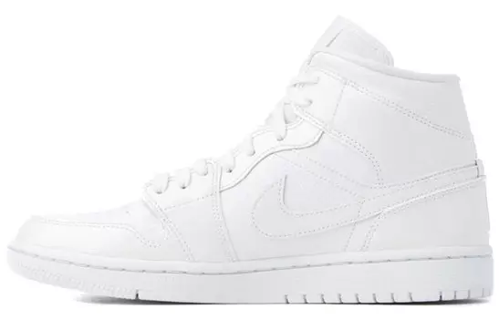 Кроссовки JORDAN 1 Mid Triple White Patent Swoosh Women's
