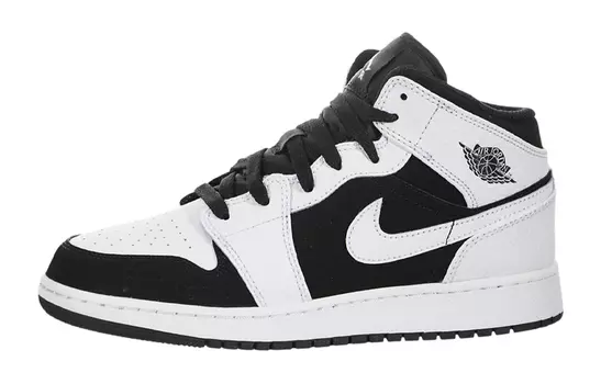 Кроссовки Jordan 1 Mid White Black GS