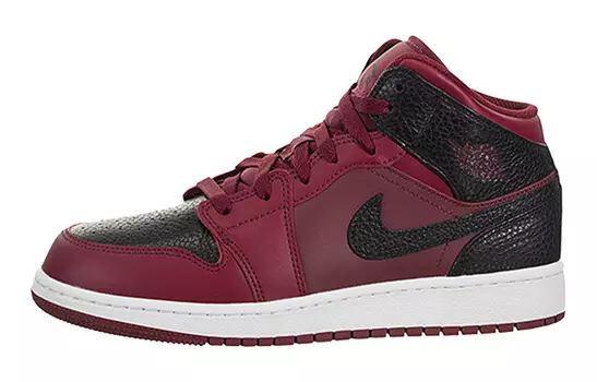 Кроссовки Jordan 1 Mid Team Red Black White GS