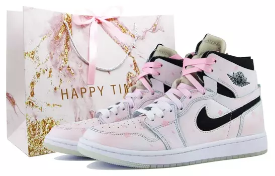 Кроссовки Air JORDAN 1 Vintage Basketball Shoes Women's High-Top Pink White Black