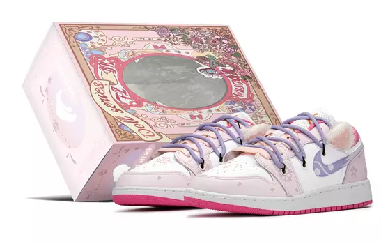 Кроссовки Air JORDAN 1 Vintage Basketball Shoes Women's Low-Top Pink White
