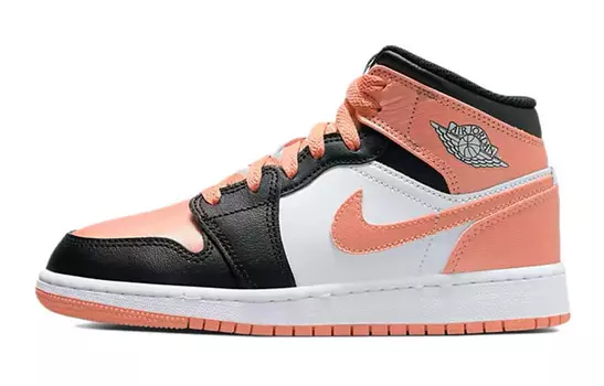 Винтажные женские баскетбольные кроссовки Air Jordan 1 Mid White Light Madder Root GS