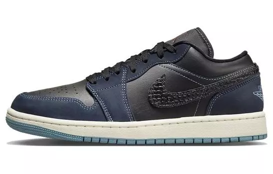 Кроссовки Jordan 1 Low SE Black Dark Obsidian Snakeskin Women's