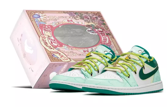 Кроссовки Air Jordan 1 Vintage Basketball Shoes Women's Low-Top White/Green