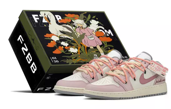 Кроссовки Air JORDAN 1 Vintage Basketball Shoes Women's Low-Top Pink Beige