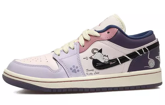 Кроссовки Air JORDAN 1 Vintage Basketball Shoes Women's Low-Top Purple/Pink Black