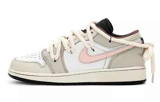 Кроссовки Air JORDAN 1 Vintage Basketball Shoes Women's Low-Top Gray Pink/White