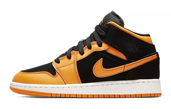Кроссовки Jordan 1 Mid GS Black Orange Peel White