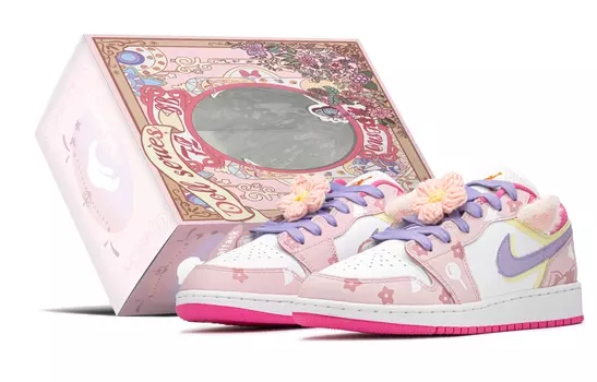 Кроссовки Air JORDAN 1 Vintage Basketball Shoes Women's Low-Top Pink Purple