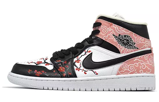 Кроссовки Air JORDAN 1 Vintage Basketball Shoes Women's Mid-Top Black Pink
