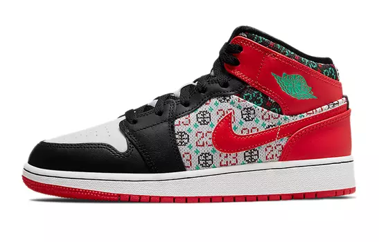 Кроссовки Jordan 1 Mid SE Ugly Christmas Sweater GS