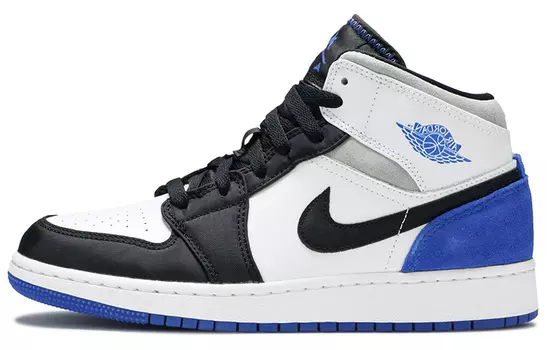 Кроссовки Jordan 1 Mid SE White Black Royal GS