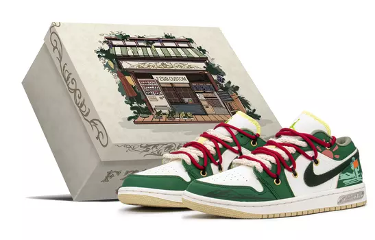 Кроссовки Air JORDAN 1 Vintage Basketball Shoes Women's Low-Top Green White