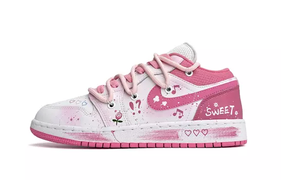 Кроссовки Air JORDAN 1 Vintage Basketball Shoes Women's Low-Top Pink White