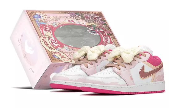 Кроссовки Air JORDAN 1 Vintage Basketball Shoes Women's Low-Top Pink White