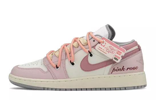 Кроссовки Air JORDAN 1 Vintage Basketball Shoes Women's Low-Top Pink Beige