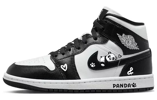 Кастомизированные кроссовки Jordan Air Jordan 1 Mid-Top Women's, черный/белый