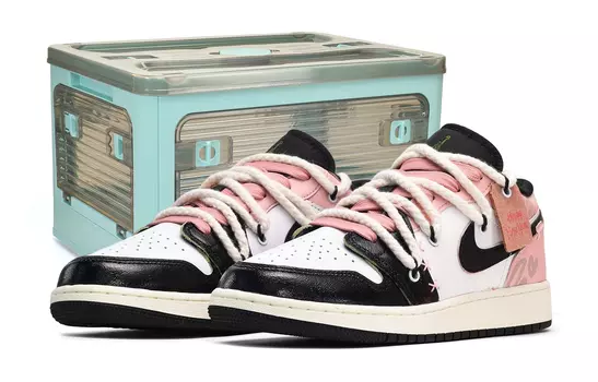 Jordan Air Jordan 1 Винтажные женские баскетбольные кроссовки, черный и белый розовый
