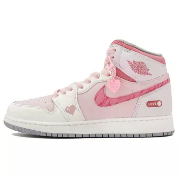 Кроссовки Air Jordan 1 Vintage Basketball Women's High-Top, белый/розовый