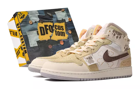 Jordan Air Jordan 1 Винтажные женские баскетбольные кроссовки, желтовато-коричневый